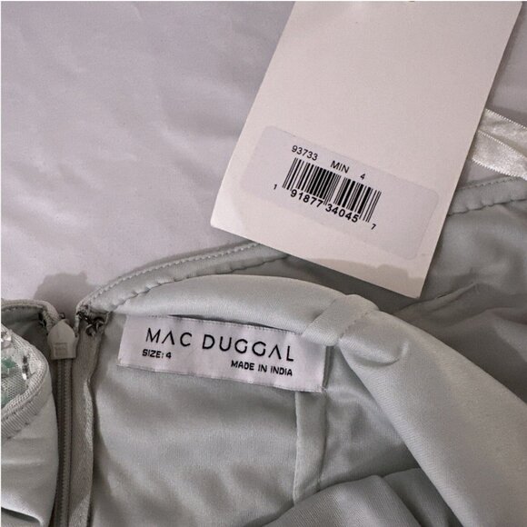 NWT $498 Mac Duggal [ 4 ]‎ Beaded Sleeveless Faux Wrap Gown in Mint #Q715 - Picture 5 of 14